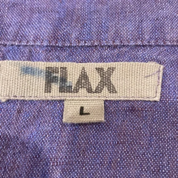 FLAX 100% Linen Button Up Top Large-Purple - Picture 2 of 5